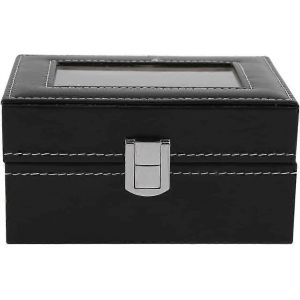 Boîte De Boîtier De Montre,3 Fentes En Cuir Pu Noir Classique Montre Bijoux Affichage Rangement Organisateur Boîte - Neuf
