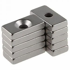 5 pcs bloc aimant néodyme avec trou aimant super puissant aimant rectangulaire magnétique permanent - Neuf