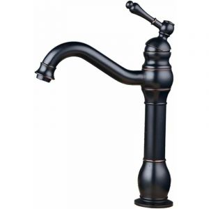 Robinet de lavabo rétro à levier unique en laiton noir, bec haut, robinets de salle de bains élégants et robinet mitigeur unique au design antique - Neuf