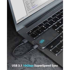 TIANYI-Câble USB C Court 20cm/0.2M [3 pièces] Câble de données 10Gbit USB3.2 Gen2 type C Android Auto QC3.0 Chargeur rapide USB A à C 3.1A pour Samsung Note20 Galaxy S23/S22/S20 Z Flip5 Pixel 8 Pro - Neuf