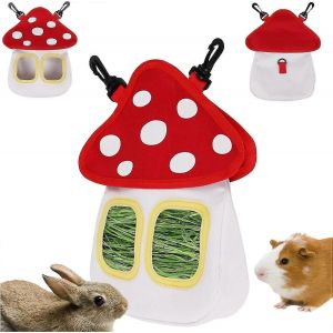 Sac De Mangeoire De Foin De Lapin Pour Cage,Sac De Foin De Lapin En Forme De Champignon,Sac De Foin De Cochon D'inde En Tissu Imperm&eacute;able Sac De Stockage De Nourriture Suspendu - Neuf