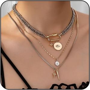 Ensemble De 3 Colliers Pour Femme, Collier Bicolore En Or Et Argent, Collier Multi-Rang&eacute;e Type Choker Avec Pendentif, Colliers Superpos&eacute;s D&eacute;claration Bijoux - Neuf