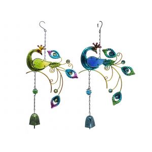 Lot de 2 carillons &eacute;oliens en m&eacute;tal en forme d'oiseau ph&eacute;nix, &agrave; suspendre dans le jardin ext&eacute;rieur - Neuf