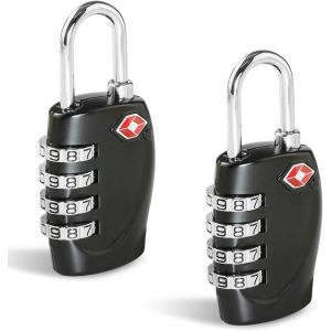 Cadenas de voyage à combinaison à 4 chiffres (lot de 2) - 1, 2, 3, 4, 5, 6 - Noir - Neuf