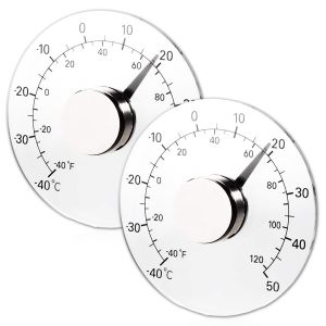 ChenQuanSarl-Lot De 2 Thermomètres De Fenêtre Pour L'Extérieur, Thermomètres Extérieurs, Thermomètres De Fenêtre, Thermomètres Extérieurs, Degrés Fahrenheit/Celsius, Autocollants Sans Piles, Étanche, - Neuf