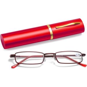 Nbgcm-Mini Lunettes De Lecture Pliables,Mini-Lunettes De Lecture Étroites En Métal À Charnière À Ressort Aide À La Lecture Unisexe Avec Étui - Neuf