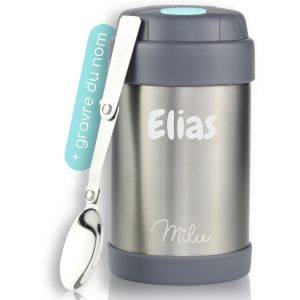 Boîtes Alimentaires Isothermes 450ml I 650ml I 800ml, Boîte Isotherme Repas Chaud Porte-Aliments En Acier Inoxydable À Double Couche, Cuillère Pliante Pour Ecole, Bureau (650ml/Gris) - Neuf