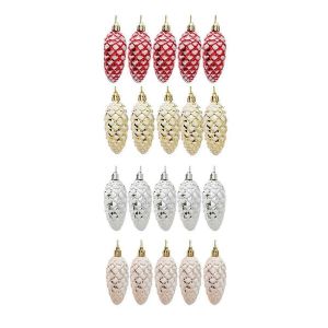 20pcs De No&euml;l De C&ocirc;ne De Pin Boule De D&eacute;coration De L'arbre De No&euml;l Suspendus Ornement D'or En Plastique Rouge De C&ocirc;ne De Pin Pour - Neuf