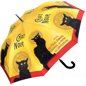 Parapluie Canne Grand Robuste Ouverture Automatique Art Animal Chat Noir - Neuf