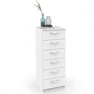 Commode Chambre, Chiffonnier Meuble De Rangement Avec 6 Tiroirs, 110x40x40 Cm, , Blanc, Briebe, Prakt - Neuf