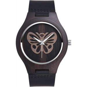 Eryi-Montre En Bois Pour Homme Quartz Mouvement À Quartz Japonais Papillon Montre Analogique À Quartz - Neuf
