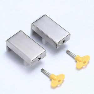 Lot de 2 serrures a coin pour fenetre coulissante avec limiteur de cle, cadre de porte coulissante reglable en alliage d'aluminium - Neuf