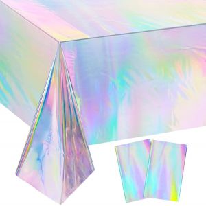 Eryi-2 Nappe Anniversaire Holographiques Laser Nappe Plastique - Parfait Pour Les Fêtes D'anniversaire Des Enfants Décoration Réunion De Famille(274x137 Cm) - Neuf