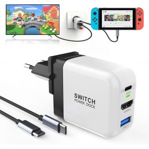 36W Docking Station for Nintendo Switch OLED/Steam Deck,GaN Mini Power Supply with 3 Ports (USB C+USB A+4K/HD),Portable Dock Compatible with Switch/Steam Deck/Rog - Neuf