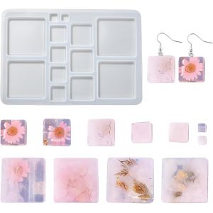 Kalanka-Lot De 5 Moules Carr&eacute;s En Silicone Pour Cabochon En R&eacute;sine Pour Bijoux, Loisirs Cr&eacute;atifs, D&eacute;coration D'int&eacute;rieur, Loisirs Cr&eacute;atifs-Kalanka - Neuf