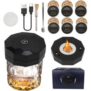 Ulteronixshop-Kit fumoir &agrave; whisky &eacute;lectrique avec 6 ar&ocirc;mes - Rechargeable par USB - Accessoires d'ar&ocirc;me et de whisky - Cadeaux pour hommes - G&eacute;n&eacute;rateur de fum&eacute;e sans butane - Neuf