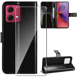 KAL-Coque Pour Moto G84 Housse En Cuir De Protection, Avec [1 Pi&egrave;ces] Verre Tremp&eacute; Protection &Eacute;cran, [Fermeture Magn&eacute;tique] [Cuir Pu] [Pochette De Portefeuille] [Anti-Antichoc] - Neuf