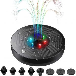 Pompe Solaire Pour Fontaine Avec &Eacute;clairage Led 3w, 7 Buses Et Batterie 900mah. Id&eacute;ale Pour Bassin, Piscine, Aquarium Et Jardin. - Neuf