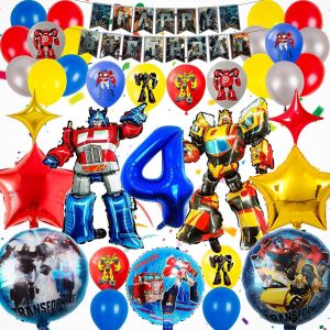 ChicSlick-Décorations Anniversaire Ballon - 35 Pièces Deco Anniversaire Ballon, Anniversaire 4 Ans Ballon Avec Bannière Joyeux Anniversaire,Pour Anniversaire Enfant[X2137] - Neuf
