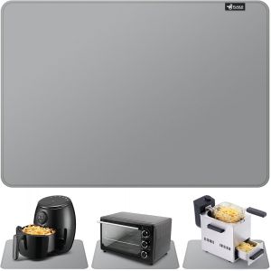 AYUHR-Tapis résistant à la chaleur pour friteuse à air, tapis en silicone ignifuge pour comptoir de cuisine, protecteur de comptoir, antidérapant et imperméable (40 x 60 cm, gris) - Neuf