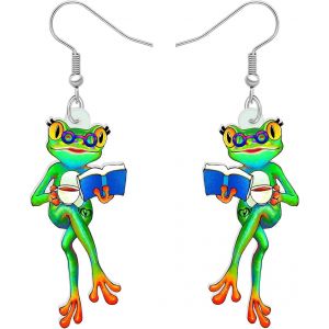 Kal-Acrylique Dessin Animé Grenouille Skateboard Boucles D'oreilles Pendentif Grand Long Bijoux Animaux De Mode Pour Femmes Filles Ados Charms - Neuf