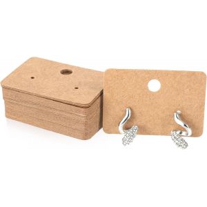 Tianyi-Lot De 100 Cartes De Présentation De Boucles D'oreilles, 4,5 X 3,2 Cm, Marron Pour Boucles D'oreilles, Étiquettes En Papier Kraft, Cartes De Présentation De Bijoux À Suspendre Pour La Vente, - Neuf