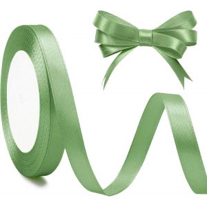 Ruban Vert Eucalyptus Fonc&eacute; 10mm X 23m - Rouleau De Papier Cadeau Couleureux Pour D&eacute;coration, Bapt&ecirc;me, Artisanat, Bouquets Et Projets De Couture - Neuf