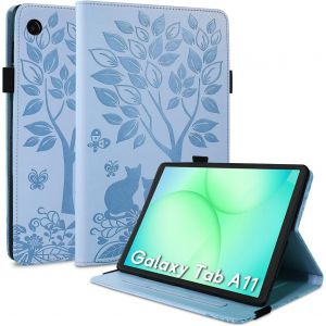 LORANKA-&Eacute;tui de protection &agrave; rabat en cuir synth&eacute;tique pour Samsung Galaxy Tab A11 8,7"" 2025 SM-X133 SM-X135 SM-X135F/Galaxy Tab A9 8,7"" 2023 - Avec porte-stylo - Bleu - Neuf