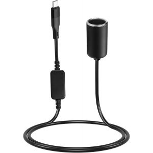 LORANKA-C&acirc;ble d'alimentation USB C m&acirc;le vers prise allume-cigare 12 V 18 W pour cam&eacute;ra embarqu&eacute;e, d&eacute;tecteur de radar, GPS, bandes lumineuses LED de voiture et autres appareils &eacute;lectroniques - Neuf