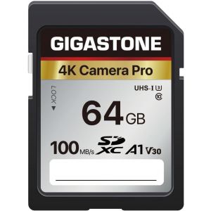 KALANKA-[5 Ans Récupération de données Gratuite] GIGASTONE 64Go Carte SD, 4K Camera Pro, Vitesse jusqu'à 100 Mo/s, A1 V30 SDXC 4K UHD Video pour Canon Nikon Sony Kodak Panasonic, avec 1 Mini étui - Neuf