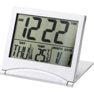 Réveil numérique de voyage, pliable, portable, écran LCD léger avec grand calendrier, température, mode week-end, petite horloge de bureau à piles pour table à usage domestique (piles incluses) - Neuf