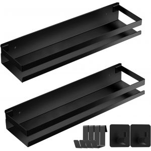 BHHBB-Lot de 2 Etagere Douche sans Percage, Douche Etagere Salle de Bain Noir Étagère Douche Acier Inoxydable Etageres Douche Murale 30CM - Neuf