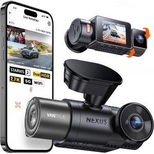 N2X 2.7K+1080P Dashcam Voiture Avant Intérieur, STARVIS 2 Double HDR Camera Embarquée Infrarouge, Support LTE, 5GHz WiFi GPS, APP & Commande Vocale Français, 24/7 Mode Parking, Max 512Go - Neuf