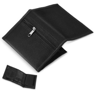 TRAHOO-Portefeuille Fin RFID Portefeuille &agrave; Trois Volets Portefeuille Mince en Toile Porte-Monnaie RFID Portefeuille de Sport Zipp&eacute; pour Ado Gar&ccedil;ons Homme Voyage Ext&eacute;rieur (Noir, Style Normal) - Neuf