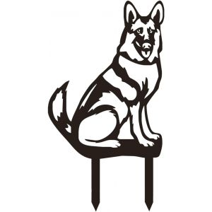 Statue Chien Jardin Ornement, Pieu Jardin Metal Berger Allemand Silhouette Noire pour Jardin, Cour, Pelouse (B Grand) - Neuf