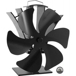 JEXNOVASHOP-Ventilateur de po&ecirc;le &agrave; 6 pales sans &eacute;lectricit&eacute; - Ventilateur de chemin&eacute;e aliment&eacute; par la chaleur avec thermom&egrave;tre - Fonctionnement silencieux - Compatible avec po&ecirc;le &agrave; bois, chemin&eacute;e et - Neuf