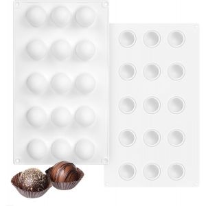 Ulteronixshop-Moule &Agrave; Boules Chocolat 3 Cm, Moule En Silicone Mini Sph&egrave;re 15 Cavit&eacute;s Pour Mousse, Truffes, Gel&eacute;e, P&acirc;tisserie, Moules Tuile, Glace, Bonbons, Mouleantiadh&eacute;sif Pour D&eacute;coration De G&acirc;teaux - Neuf