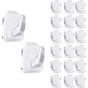 meimie-20Pcs Crochets Adh&eacute;sifs Transparents,Plastique Adh&eacute;sif Crochet,Crochets Transparents Sans Couture Solides,Sans Per&ccedil;age,Crochets R&eacute;sistants Imperm&eacute;ables Pour Salle Bain - Neuf