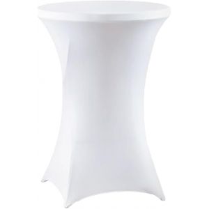 Nappes Extensible Housse De Table En Spandex, Couverture De Table Ronde 80cm Lavable, Nappe De Cocktail Infroissable Convient Pour Banquet Mariage Anniversaire Bar Table (Blanc,80dx110h Cm) - Neuf