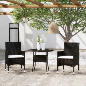 Prolenta Premium - Ensemble &Agrave; Manger De Jardin 3 Pcs R&eacute;sine Tress&eacute;e Noir - Neuf