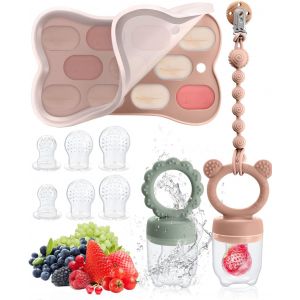 Tetine Grignoteuse B&eacute;b&eacute; De 3 4 5 6-24 Mois, 2 Pi&egrave;ces Mangeoire &Agrave; Fruits Pour B&eacute;b&eacute; & R&eacute;cipient De Stockage Des Aliments Pour B&eacute;b&eacute; & Cha&icirc;ne De T&eacute;tine - Neuf