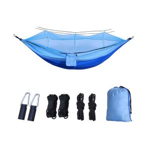 Hamac portable avec moustiquaire pour le camping, crochets et cordes inclus, convient pour 1 &agrave; 2 personnes. - Neuf