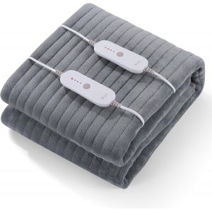 SUBZONAL-Surmatelas Chauffant 160 x 140 cm Avec Arr&ecirc;t Automatique, 4 Niveaux de Temp&eacute;rature Et 2 Zones de Temp&eacute;rature Avec Contr&ocirc;leur Amovible, Chauffage Rapide, Fixation Facile sur Le Matelas - Neuf