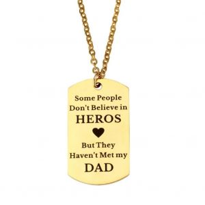 Collier Pendentif Carte De L'armée Unique En Acier Inoxydable Cadeau De Fête Des Pères (Or) - Neuf