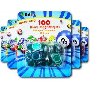 Eryi-Jeton Loto Magnétique - 100 Pions Magnétiques - 17 Mm De Diamètre - Coloris Au Choix - Bleu, Orange, Jaune, Vert, Rouge, Violet - Bingo (Vert) - Neuf