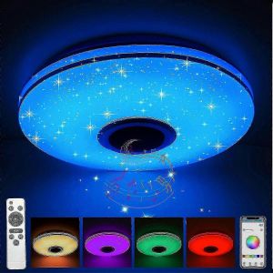 Plafonnier Led Dimmable Rgb Changement De Couleur Avec Haut-Parleur Bluetooth,Lampe Led Pour Cuisine,Chambre D'enfants,Chambre,Salon Ta - Neuf