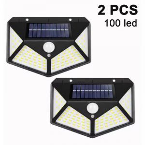 Lampes Solaires Pour L&#39;extérieur Lampe Solaire Iposible 100 Led Avec Détecteur De Mouvement Applique Murale Étanche Solaire Lampe Solaire Extérieure Lampe Solaire Pour Jardin Cour - Neuf