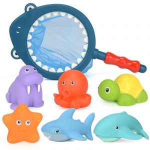 Jouet De Bain, 7 Pi&egrave;ces, Jouets De Baignoire, Pulv&eacute;risation D'eau, D&eacute;coloration, Animaux Marins Flottants, Jouets De Piscine Flottants, Jouets De Douche Pour Enfants, Jouets De Natation Pour Tout-Petits - Neuf