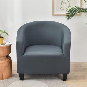 Subzonal-Housse De Fauteuil Plaine Extensible H&ocirc;tel Chesterfield 1 Pi&egrave;ce, Couverture De Fauteuil Couleur Unie, Housse De Canap&eacute; Avec Accoudoirs Protecteur De Tub Chair (Gris Fonc&eacute;) - Neuf