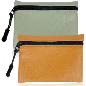 Kalanka-Lot De 2 Porte-Monnaie À Fermeture Éclair Pour Femme Et Homme, Petit Porte-Monnaie En Tissu Pu, Porte-Monnaie Pour Fille Et Garçon, Mini Pochette Portable Pour Pièces De Monnaie (Jaune + Vert - Neuf